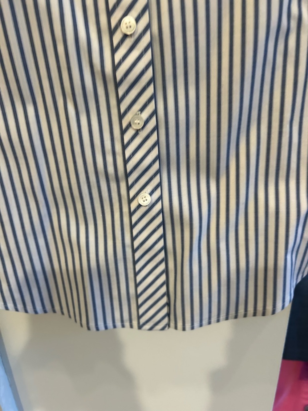 Talbots White and Blue Vertical Stripe Dress Shirt - Picture 4 of 8